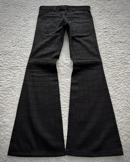 Tornado Mart Croco Pattern Flared Suit Pants