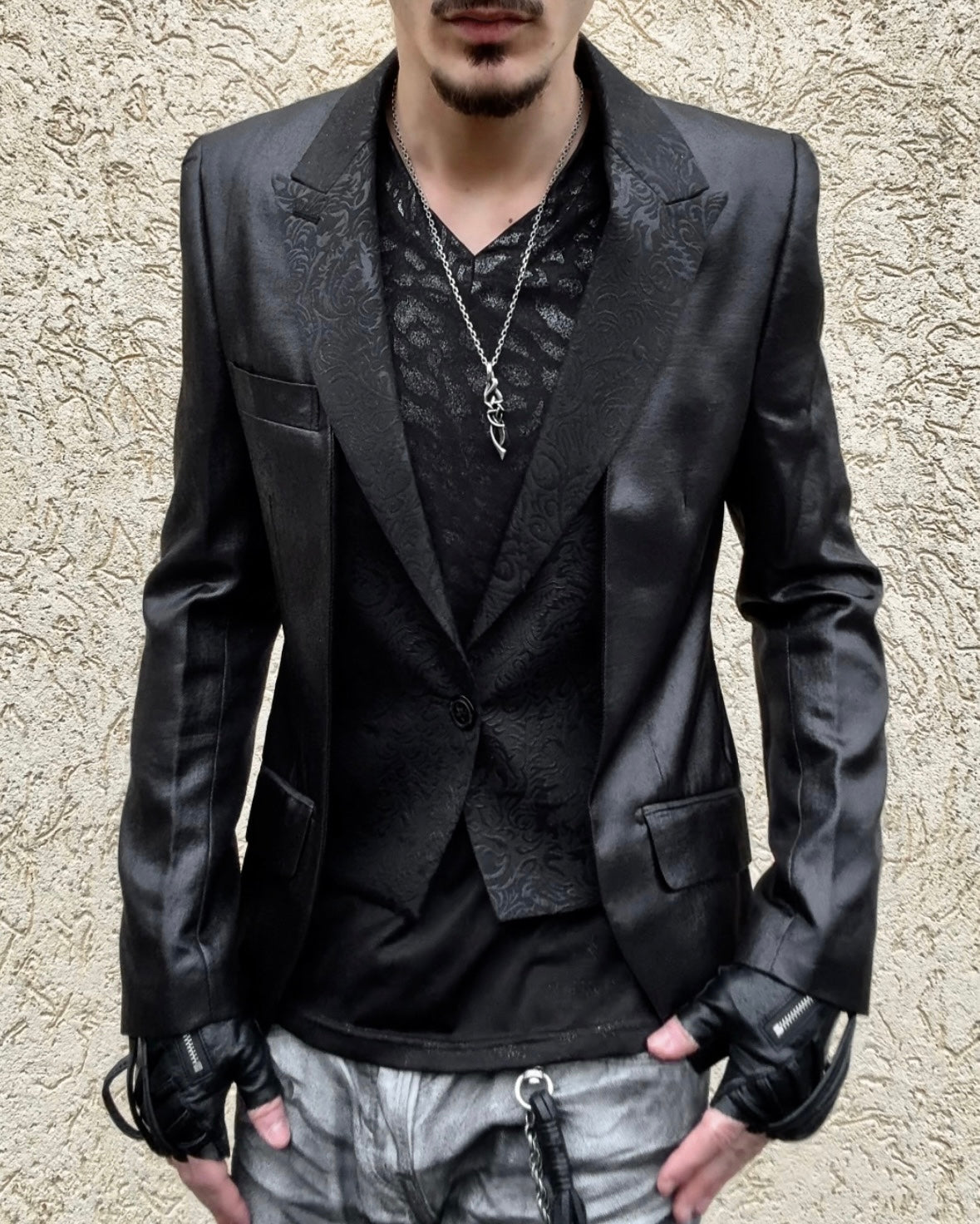 Midas Luster Paisley Jacquard Layered Gilet Blazer