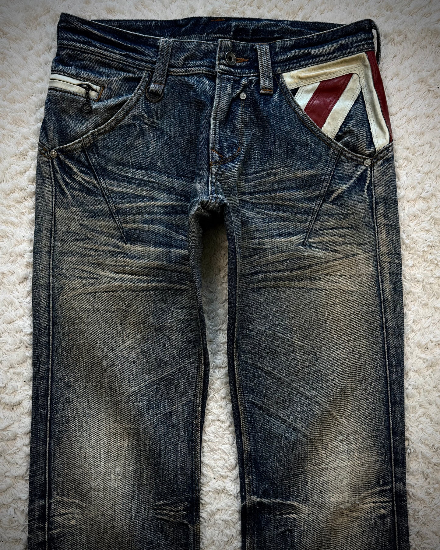 Nicole Club Leather UK Flag Whiskered Denim
