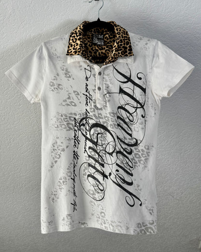 Heavens Gate Leopard Collar Polo Shirt
