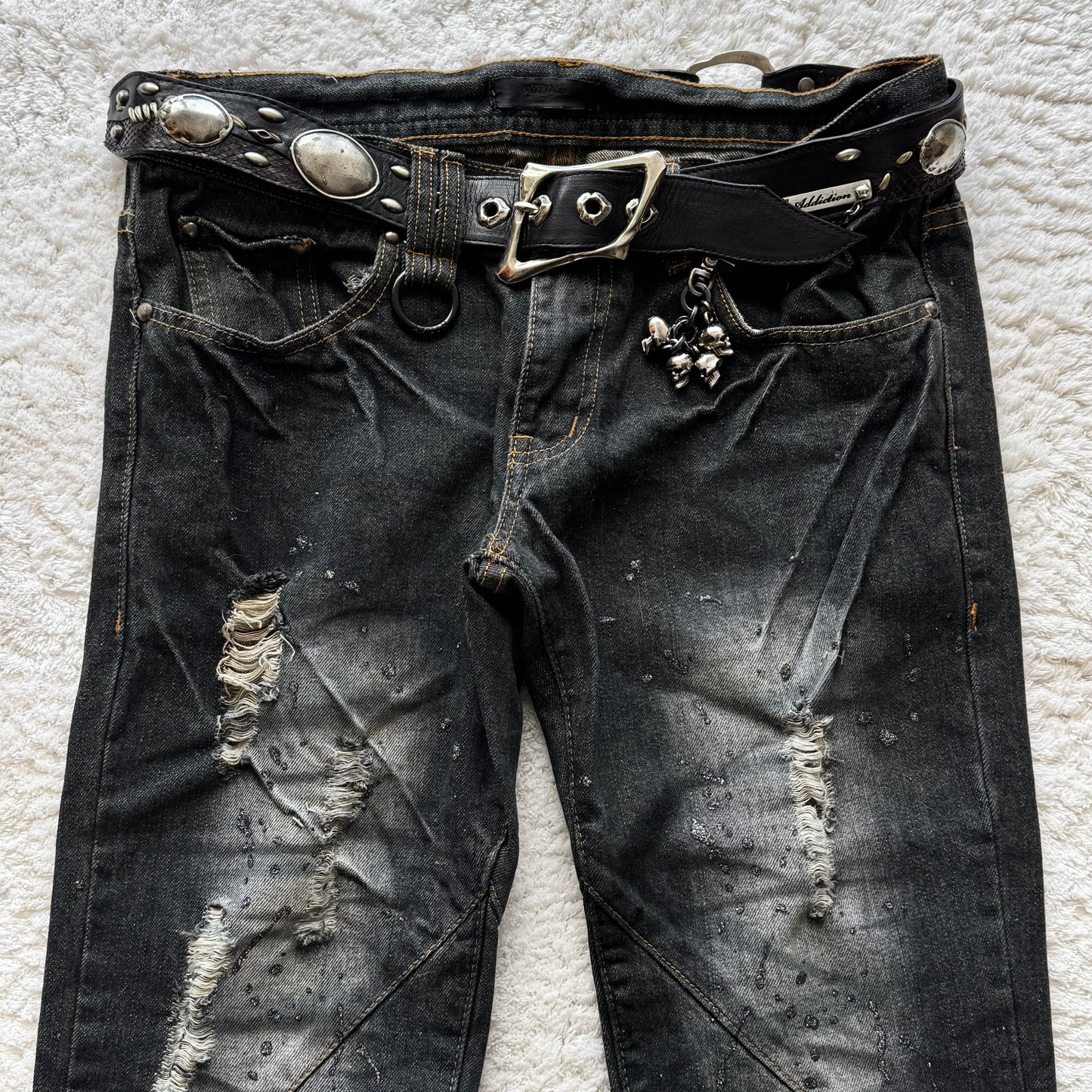 Midas Silver Splatter Distressed Bootcut Jeans