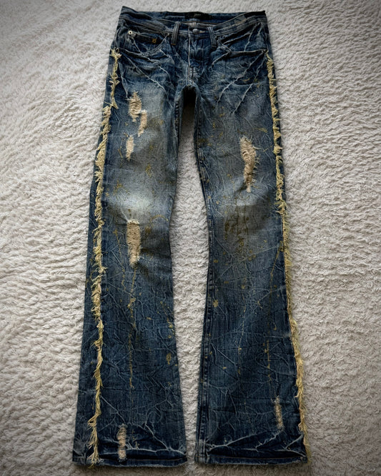 Midas Fringed Gold Splatter Flared Jeans