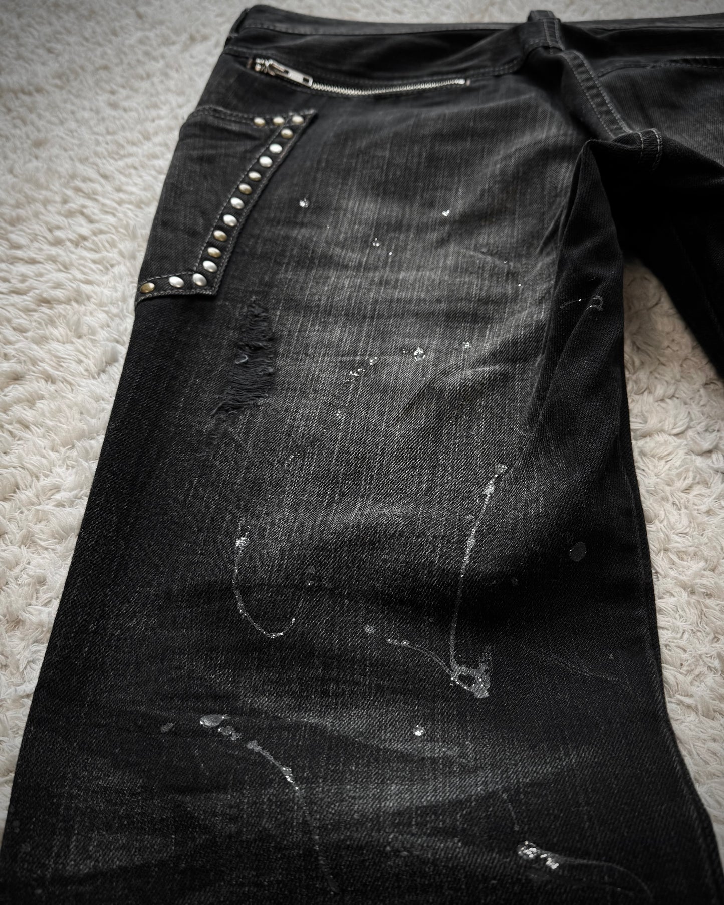 Ikka Silver Splatter Studded Pockets Bootcut Jeans