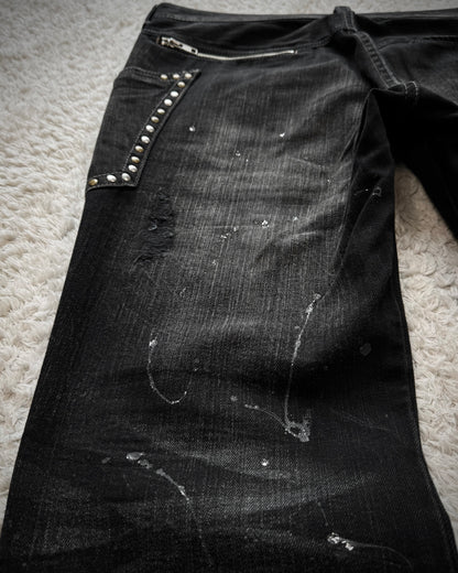 Ikka Silver Splatter Studded Pockets Bootcut Jeans