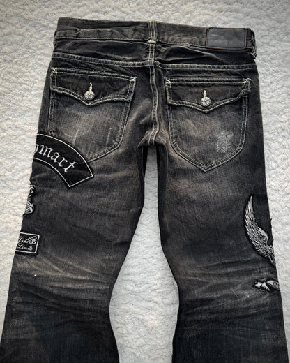 Tornado Mart Embroided Patches Flared Jeans