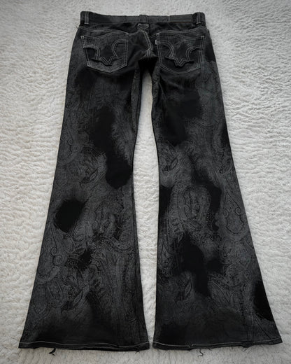 Tornado Mart Contrasted Paisley Flared Pants