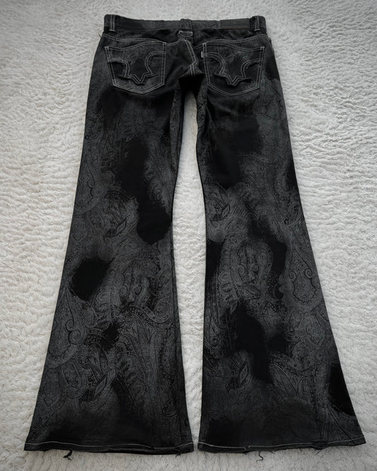 Tornado Mart Contrasted Paisley Flared Pants