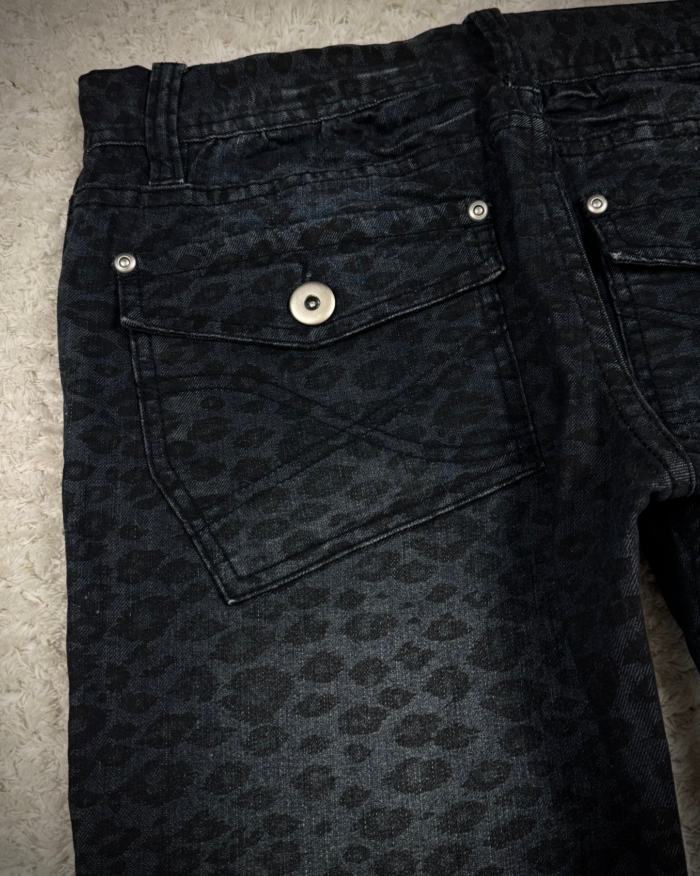 Luxury Gender Leopard Pattern Bootcut Jeans