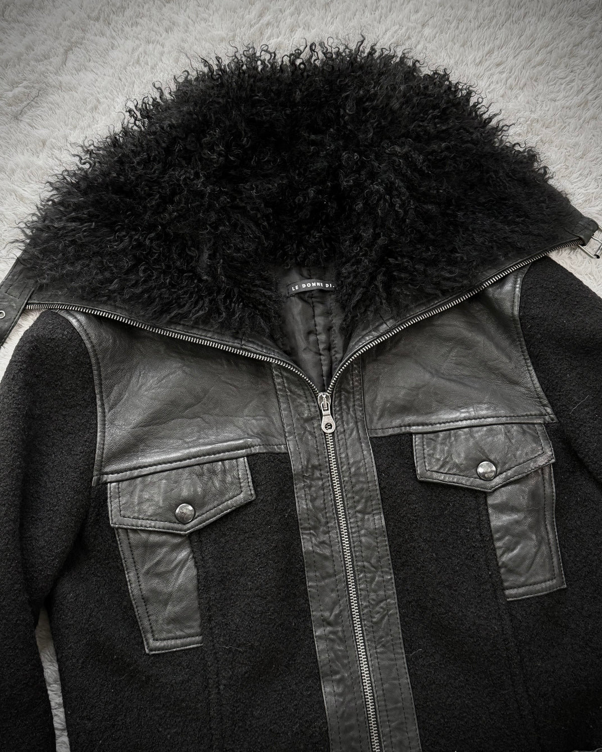 Le Donne Di Fur Wool Leather Jacket