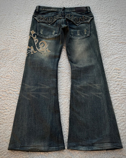 Tornado Mart „Tribal“ Embroidery Flared Jeans