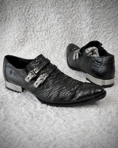 New Rock Python Textured Steel Heel Leather Boots