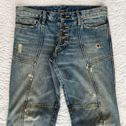 Tornado Mart Mud Washed Backlace Flared Jeans