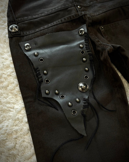 Cook Jeans Raw Cut Flap Attachment Whiskered Flared Pants