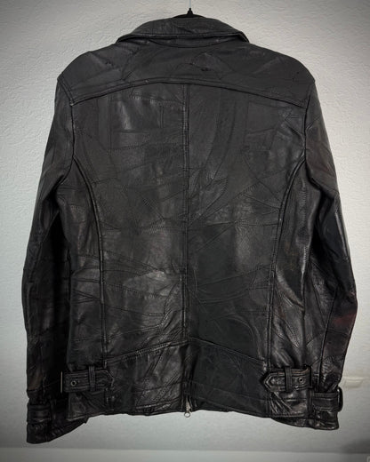 Semantic Design Scar Stitched Leather Patchwork Jacket