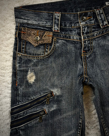 Semantic Design Python Detailed Spiral Flared Jeans