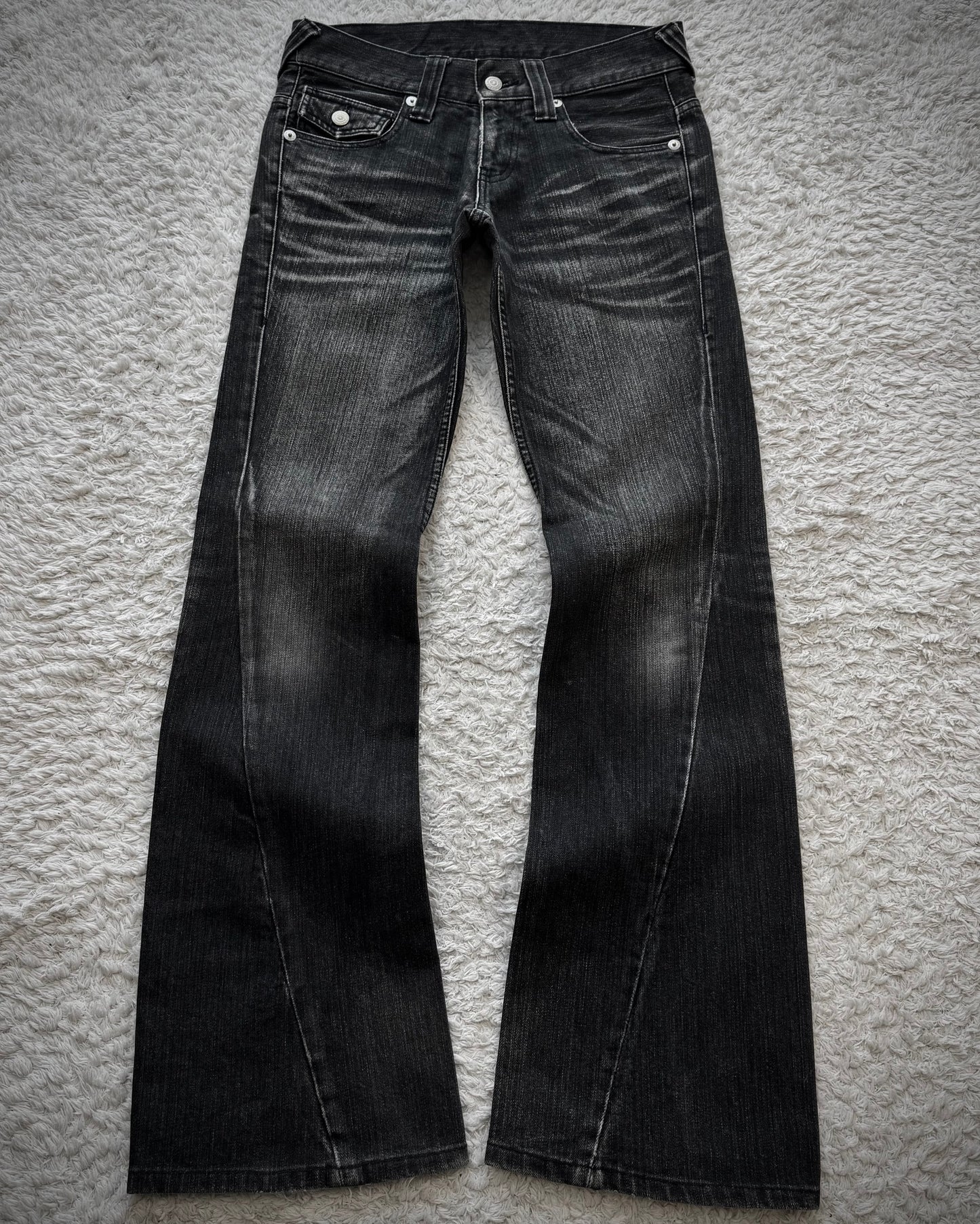 Tornado Mart Flap Pocket Whiskered Spiral Flared Jeans