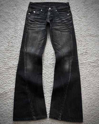 Tornado Mart Flap Pocket Whiskered Spiral Flared Jeans