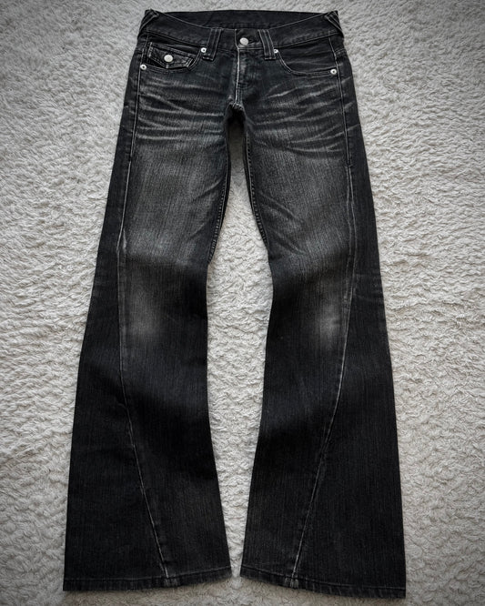 Tornado Mart Flap Pocket Whiskered Spiral Flared Jeans
