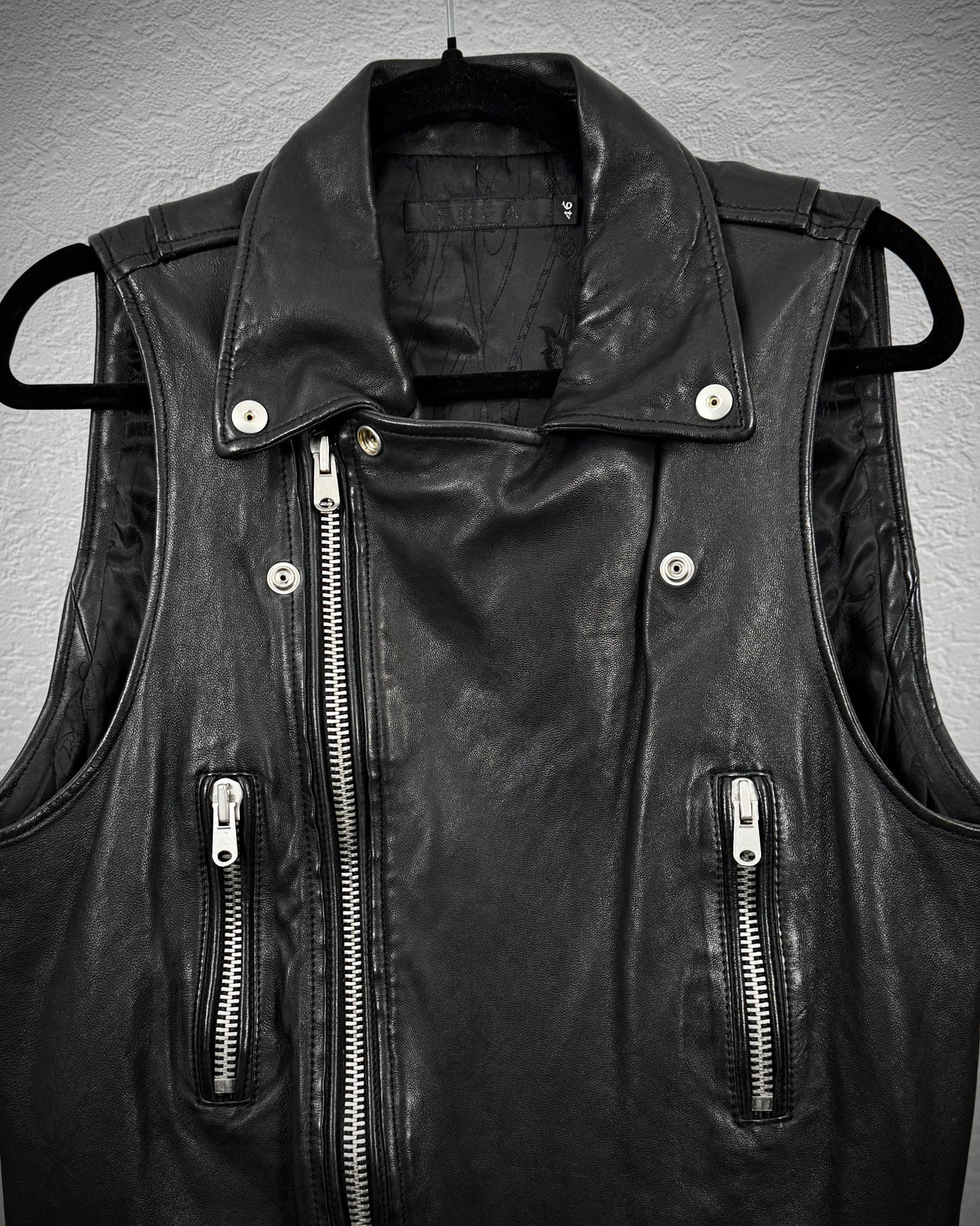 Fuga Zippered Sheepskin Leather Biker Vest