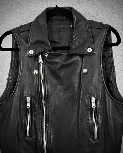 Fuga Zippered Sheepskin Leather Biker Vest