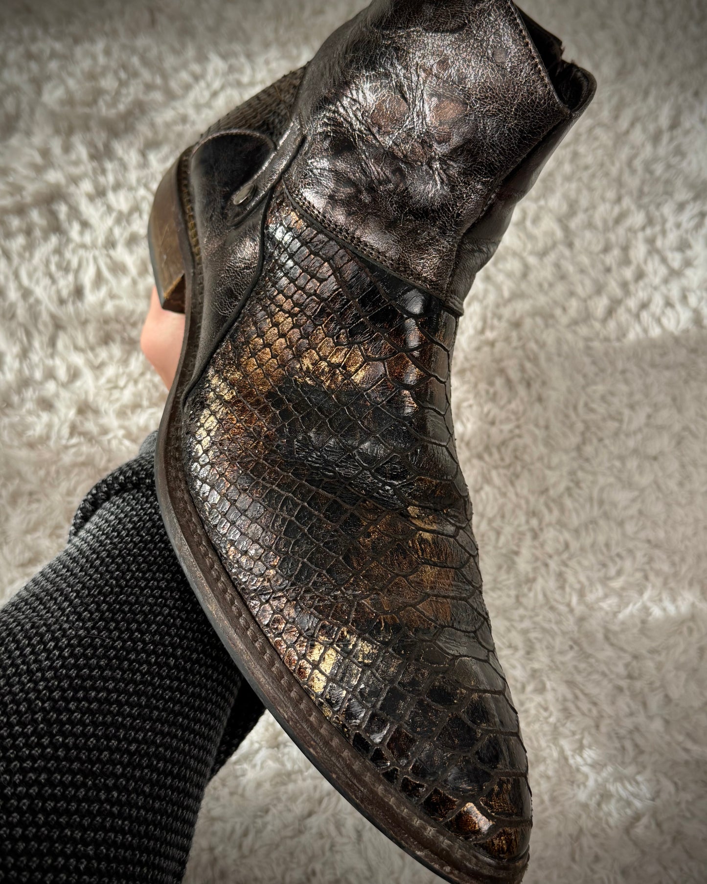 Mirage Gold Luster Python Boots