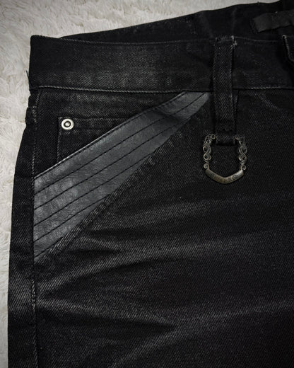 Midas Clawmark Washed Leather Detailed Flared Denim