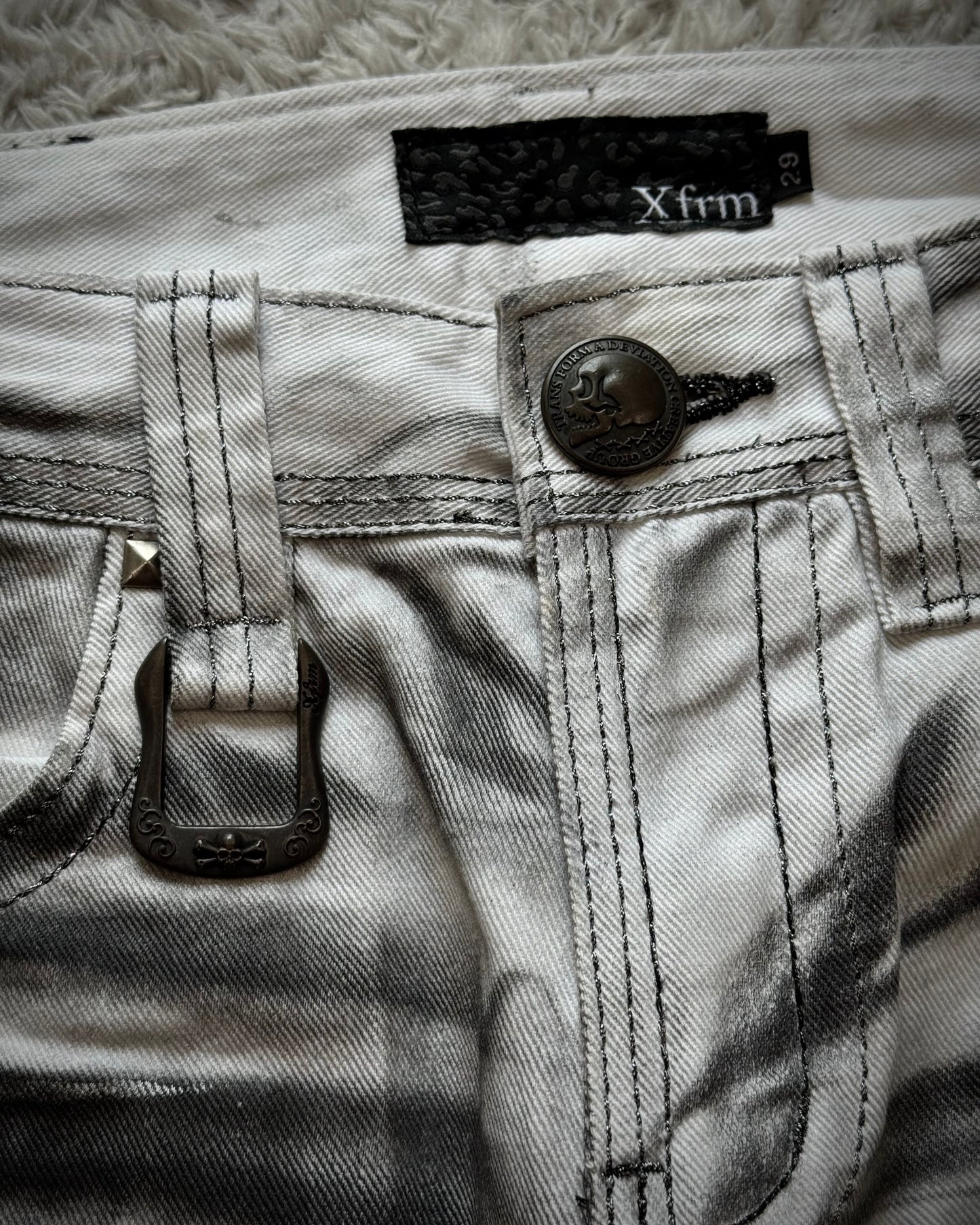 Xfrm Metallic Clawmarks Coated Flared Jeans