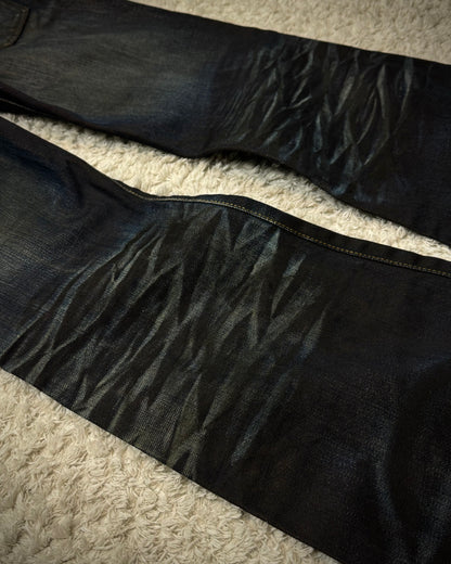 Tornado Mart Clawmarks Coated Flared Jeans