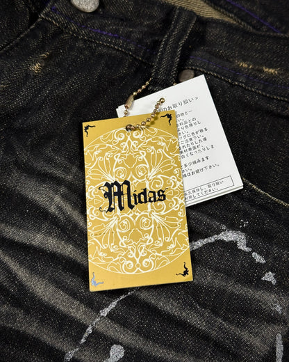 Midas Silver Python Waxed Fur Attachment Bootcut Jeans