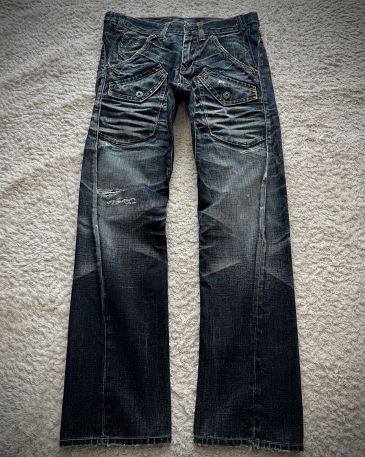 Back Number Whisker Washed Vintage Denim