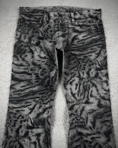 Tornado Mart Tiger Stripes Pattern Flared Jeans