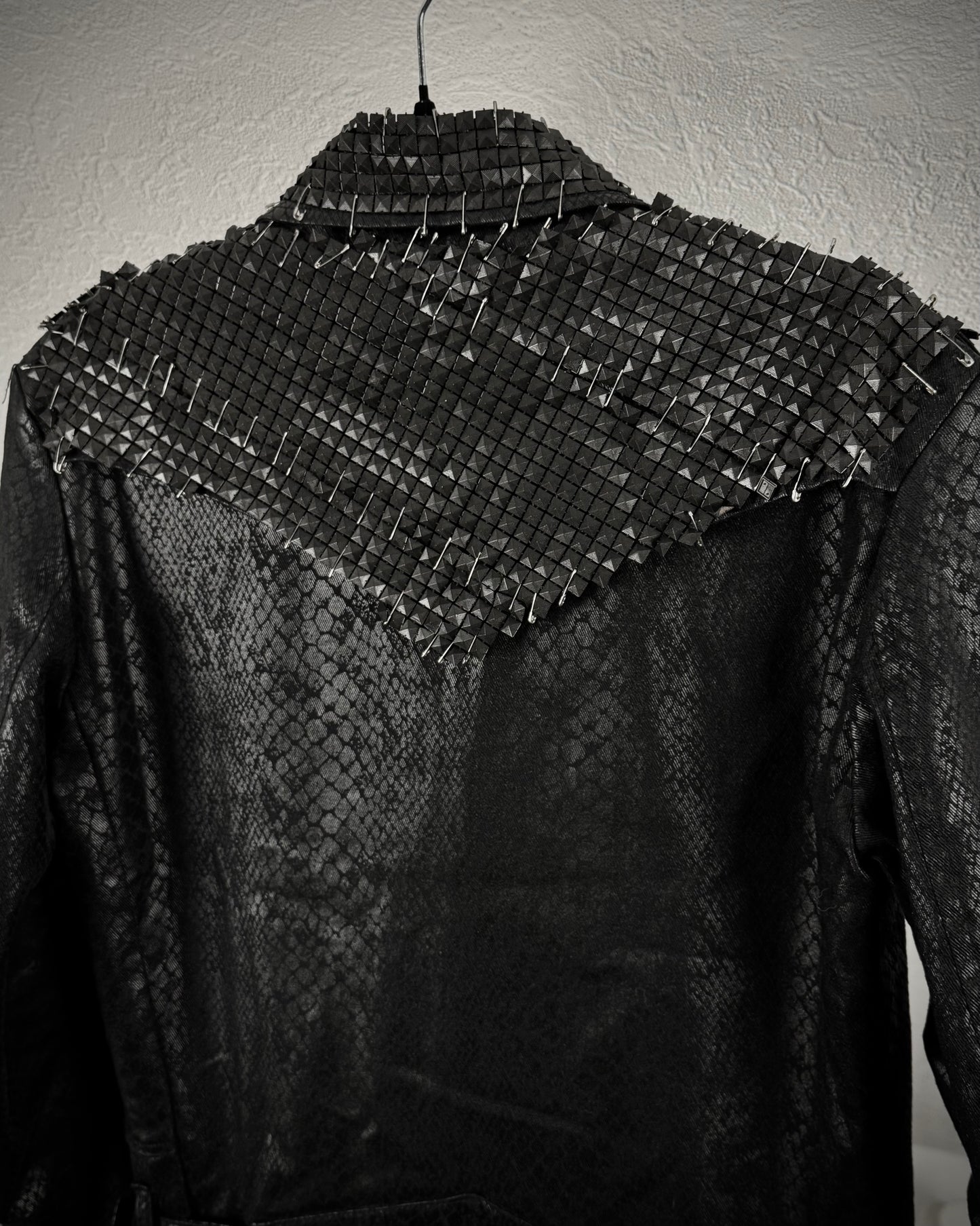 By The R Python Waxed Armor Studded Biker Jacket