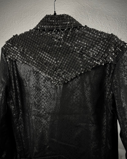 By The R Python Waxed Armor Studded Biker Jacket