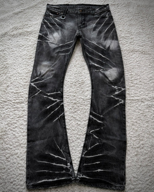 Johnny Wolf Clawmarks Washed J-Cut Flared Jeans