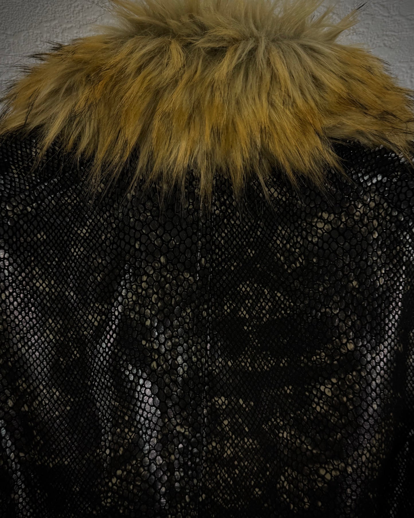 Tornado Mart Raccoon Fur Python Shimmer Jacket