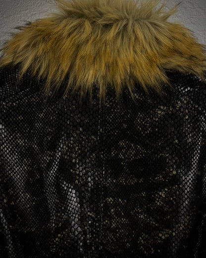 Tornado Mart Raccoon Fur Python Shimmer Jacket