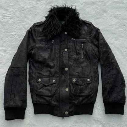 Glad News Cracked Fur Collar Jacket