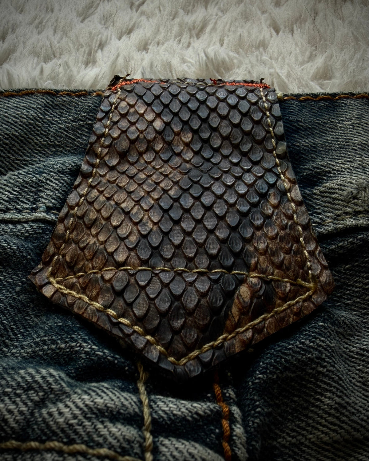 Semantic Design Python Detailed Spiral Flared Jeans