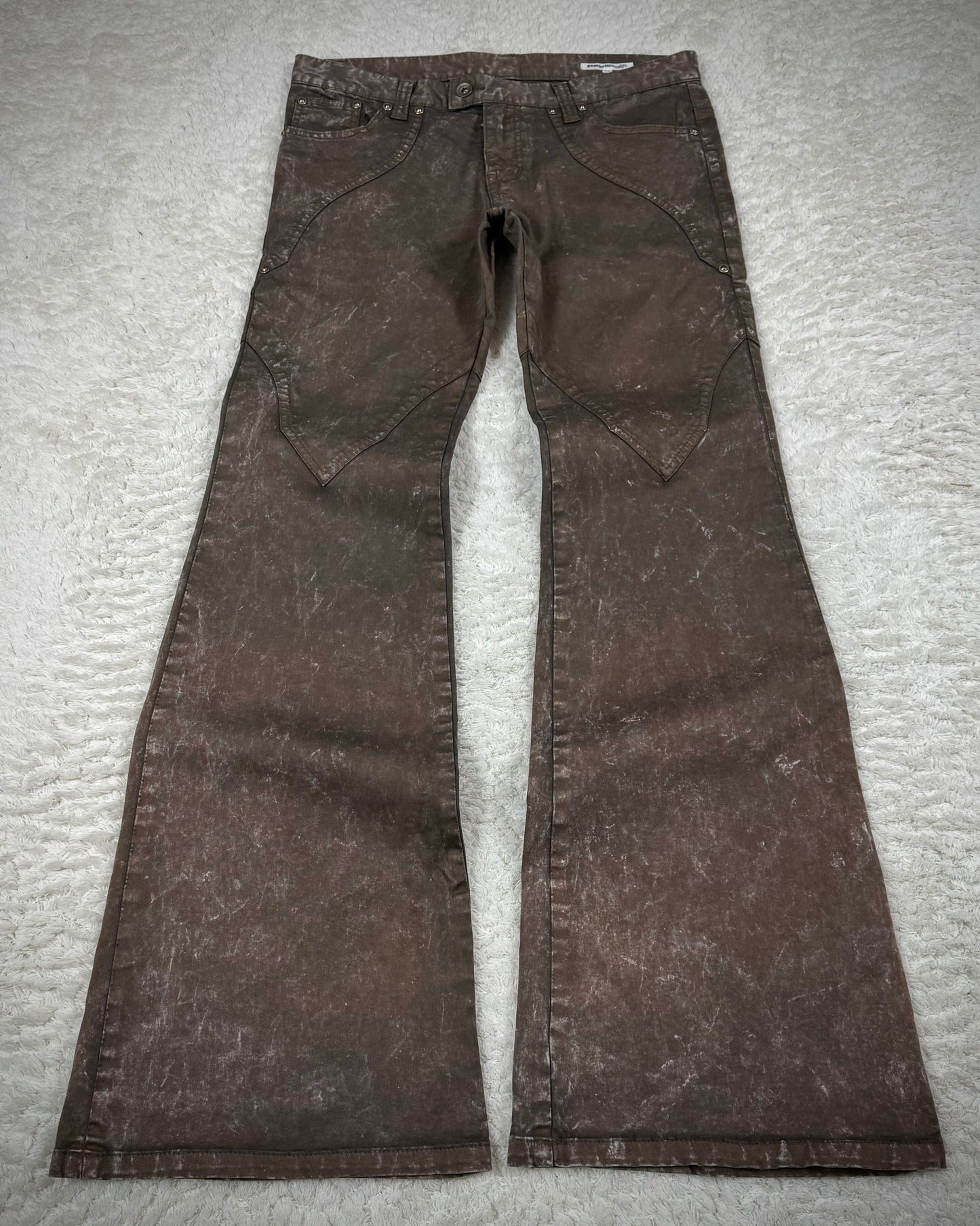 Semantic Design Textured Panel Construction Flared Jeans