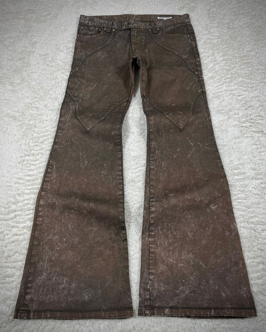 Semantic Design Textured Panel Construction Flared Jeans