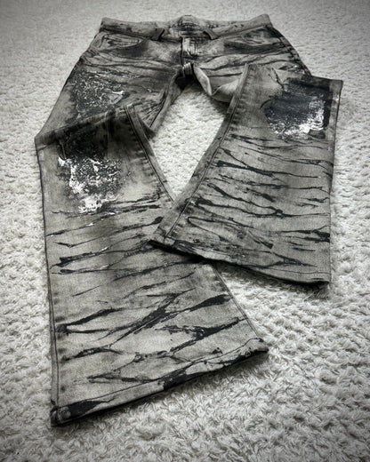 Tornado Mart Silver Clawmarks Coated Flared Jeans