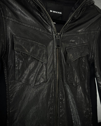 Buffalo Bobs Full Zip Hooded Leather Jacket