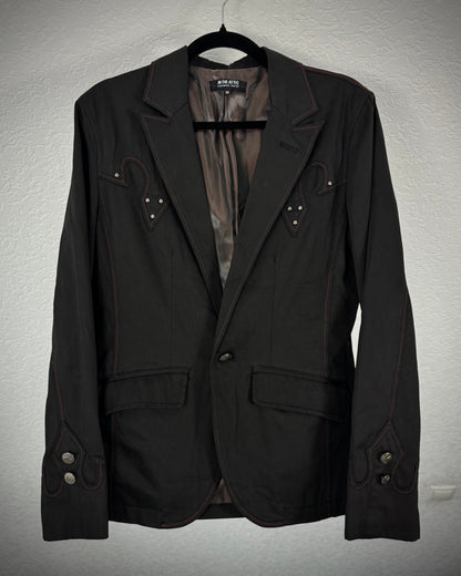 In The Attic Red Thread Studded Blazer