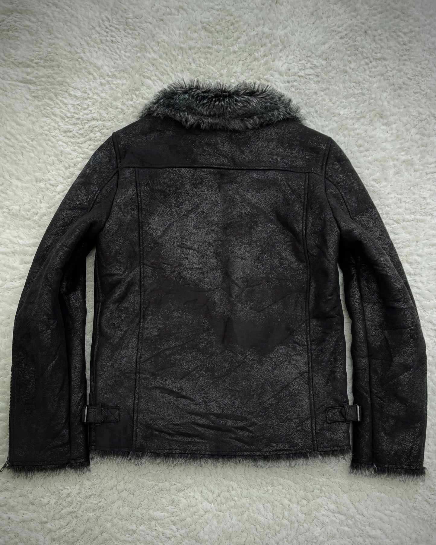 291295=HOMME Cracked Waxed Fur  Jacket