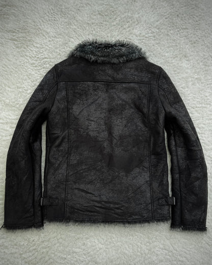 291295=HOMME Cracked Waxed Fur  Jacket
