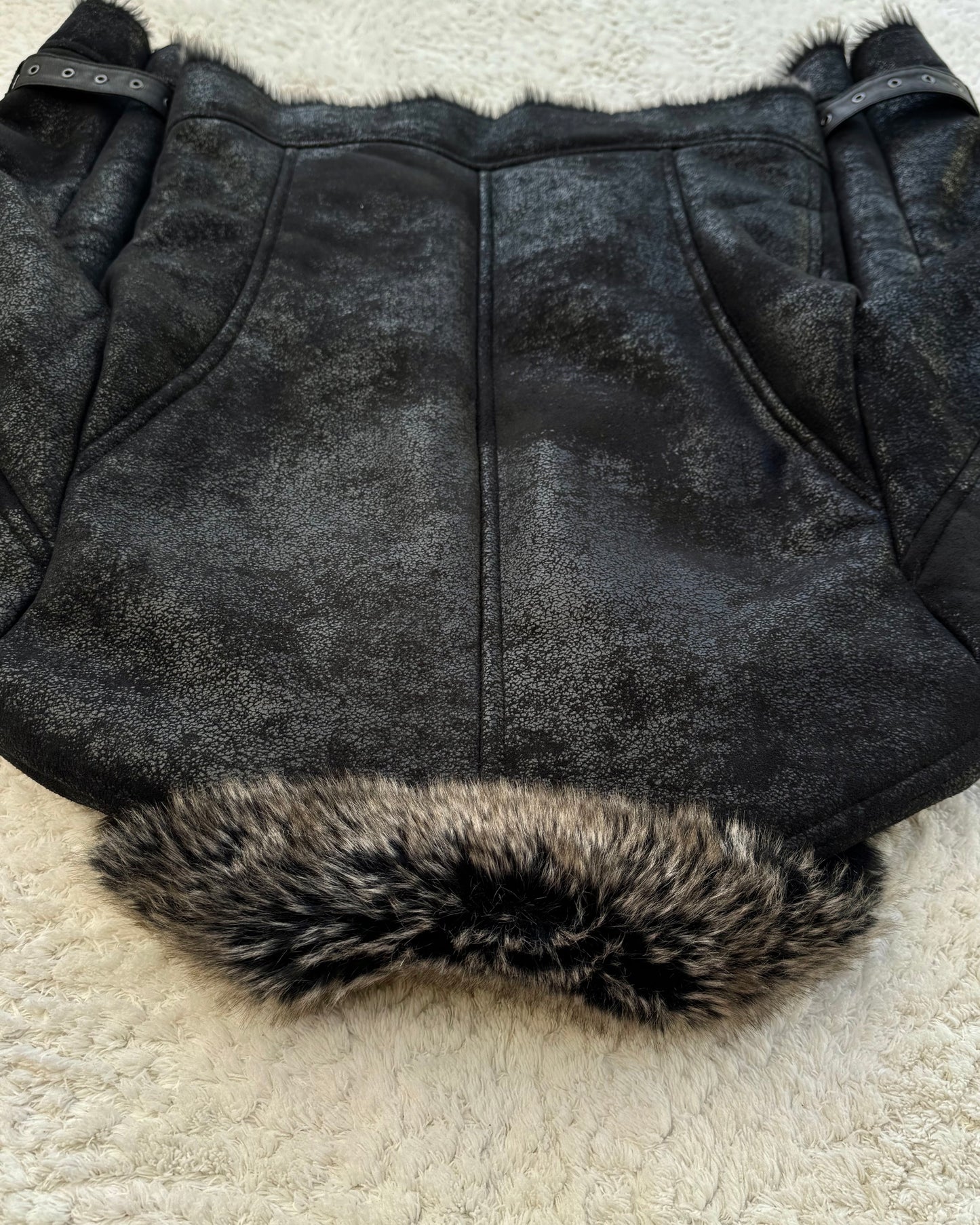 Difference Rupert Cracked Wax Fur Jacket