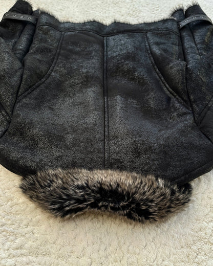 Difference Rupert Cracked Wax Fur Jacket