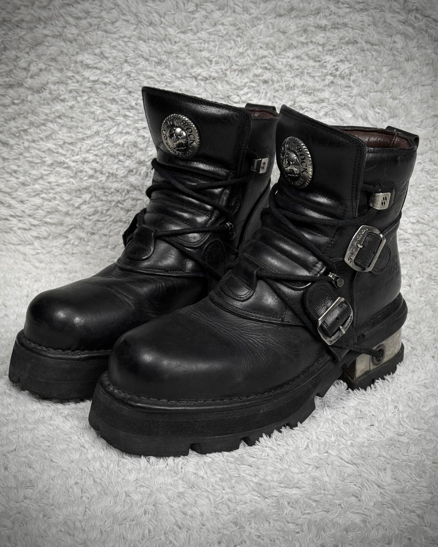 New Rock Steel Heel Leather Boots
