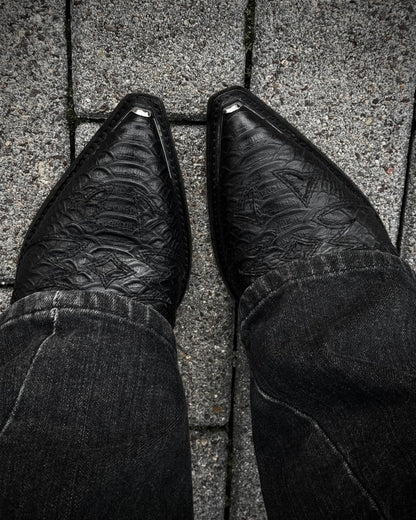 Ash Python Leather Metallic Pointed Boots