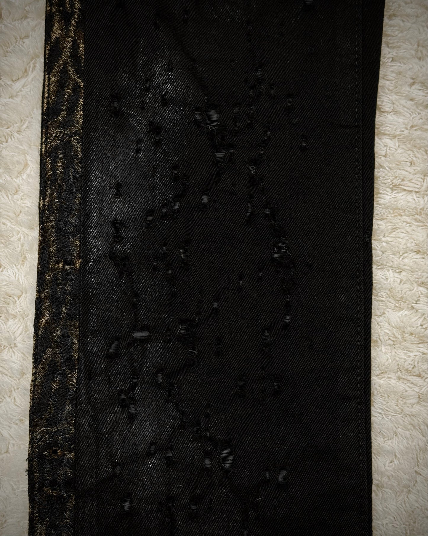 Roen Waxed Leopard Detailed Crashed Skinny Jeans